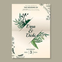 Floral concept wedding invitation card template. Vector illustration