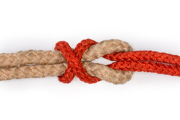 Rope simple Simon under bend on white background close-up