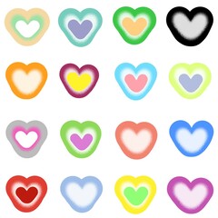 Set of colorful heart shapes