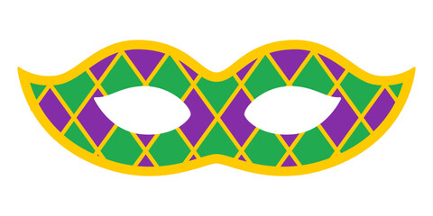 Vector plaid carnival mask. Mardi Gras mask. Design for fat tuesday carnival. Colorful masquerade illustration. Carnival mask for traditional holiday or festival.