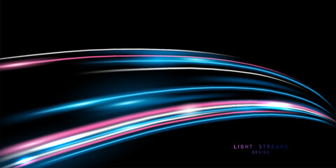 Elegant abstract light line effect design vector illustration on black background.