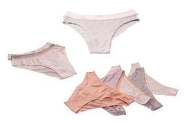 Women cotton panties isolated on white background.