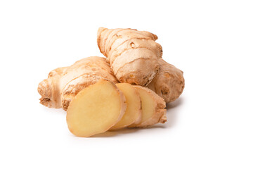 Ginger root isolated on white background.