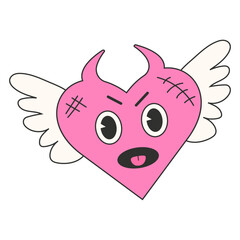 Trendy y2k anti valentines day sticker. 2000s anti valentines day conception. Cartoon character devil cupid