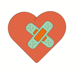 Valentines Day. Retro style Valentine's day. y2k.Groovy retro heart. Valentines day greeting card.Hippie happy heart in retro cartoon style.Vintage heart.
