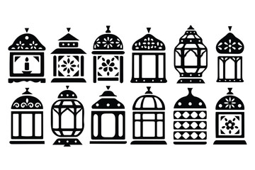 Fototapeta premium vector illustration, lantern icon set, festival icon pack, light icon set, solid icon