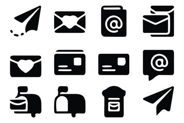 vector illustration, mail icon set, communication icon pack, message icon set, solid icon