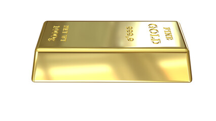 Gold Bar, Alpha channel, 3D render