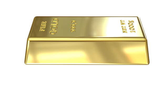 Gold Bar, Alpha channel, 3D render