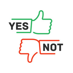 Thin line check mark icons set isolated on white background. Green tick and red cross checkmarks buttons in flat style. Yes or No, confirm or reject signs. Vector illustration EPS 10.