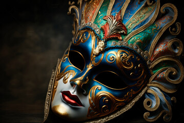 Fototapeta na wymiar Colorful Venetian Carnival Mask. Generative AI