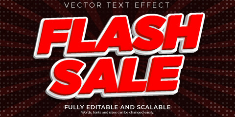 Naklejka na ściany i meble Flash sale text effect, editable shopping and offer text style.