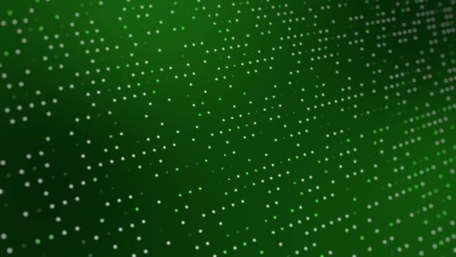 green binary code, green dots flowing particles background (seamless looping video)