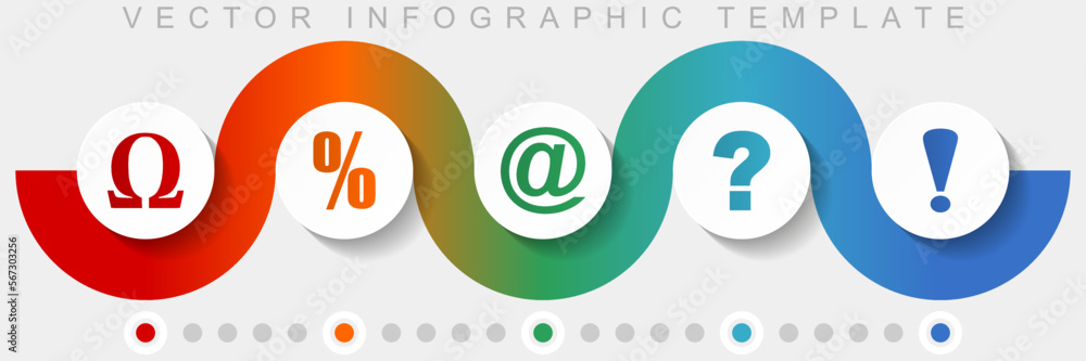 Aufkleber Symbols infographic vector template with icon set, miscellaneous icons such as omega, percent, at, question mark and exclamation sign for webdesign and mobile applications