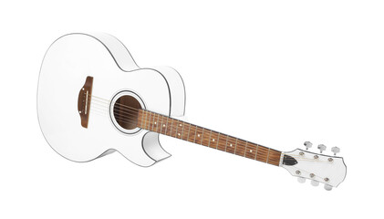 Musical instrument - White cutaway acoustic guitar isolated