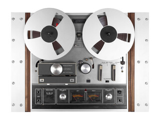 Vintage Music and sound - Retro reel to reel rack tapes recorder isolated