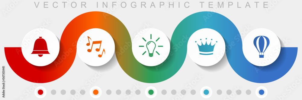 Poster internet infographic vector template with icon set, miscellaneous icons such as bell, music, light b