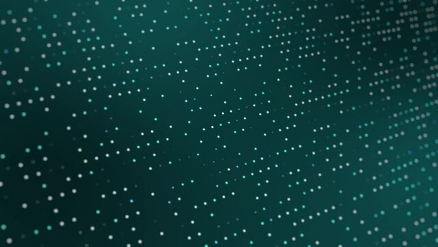 green binary code, green dots flowing particles background (seamless looping video)
