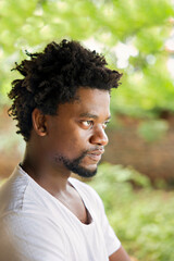 african young man in front of the house l