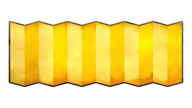 金屏風の水彩風イラスト