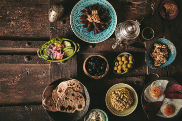 Delicious food on oriental table