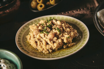 Plate with tasty couscous dish