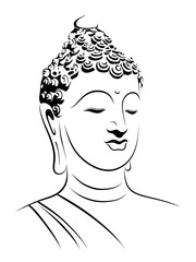 budha black shilouette on transparent background - illustration