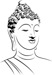 budha black shilouette on transparent background - vector