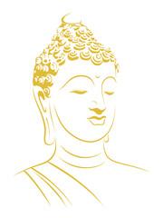budha gold shilouette on transparent background – illustration