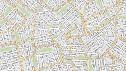 View from above the map buildings. Detailed view of city. Tracking car location.. City top view. Abstract background. Flat style, Vector, illustration isolated.