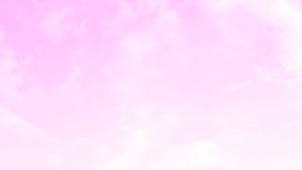 Pink sky background with white clouds. Cloud background in pastel baby pink color