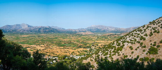 Panoramic view of Lasithi Plateau from Cave of Diktaion Andron.