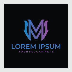 Letter MM Logo Monogram Double M Logo