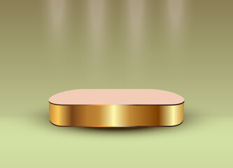 A Gold podium for product presentation vector illustration. Abstract empty golden award platform design