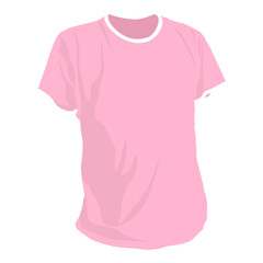 Pink men t-shirt on a white background, casual wear, vector illustration