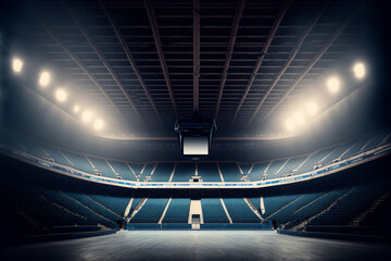 Fototapeta na wymiar Empty interior of a sports arena - AI generative