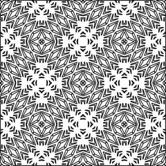 Stylish texture with figures from lines.
Abstract geometric black and white pattern for web page, textures, card, poster, fabric, textile. Monochrome graphic repeating design. 