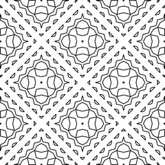 Stylish texture with figures from lines.
Abstract geometric black and white pattern for web page, textures, card, poster, fabric, textile. Monochrome graphic repeating design. 