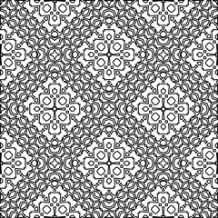 Stylish texture with figures from lines.
Abstract geometric black and white pattern for web page, textures, card, poster, fabric, textile. Monochrome graphic repeating design. 