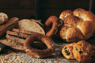 Assorted bread with sweet pastry