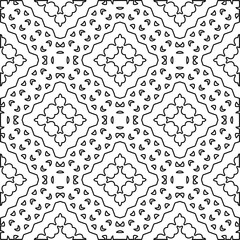 Stylish texture with figures from lines.
Abstract geometric black and white pattern for web page, textures, card, poster, fabric, textile. Monochrome graphic repeating design. 