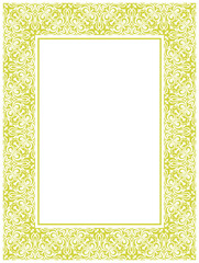 Decorative frame Elegant vector element for design in Eastern style, place for text. Floral yellow and white border. Lace illustration for invitations and greeting cards