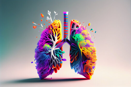 lung painting ideas On bright background. Generative AI.