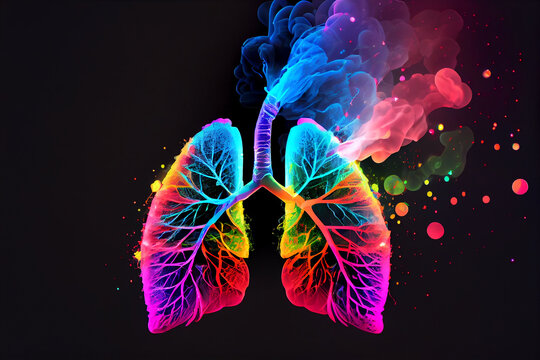 lung painting ideas On the original background filled with black smoke. Generative AI.