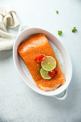 Salted salmon with fresh lime and chili