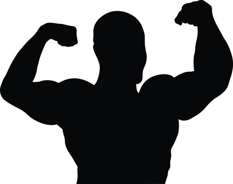 athlete bodybuilder back double biceps bodybuilding black silhouette
