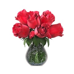 decorative flowers and plants for the interior,  isolated on white background, 3D illustration, cg render