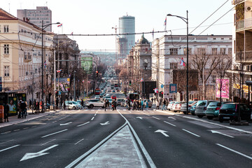 The main streets of the city of Belgrade. Serbia. 