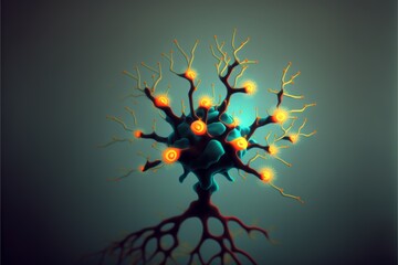 neuron thinking and having idea, idea concept