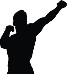 athlete bodybuilder muscular left hand up black silhouette